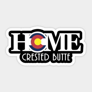 HOME Crested Butte (long white text) Sticker